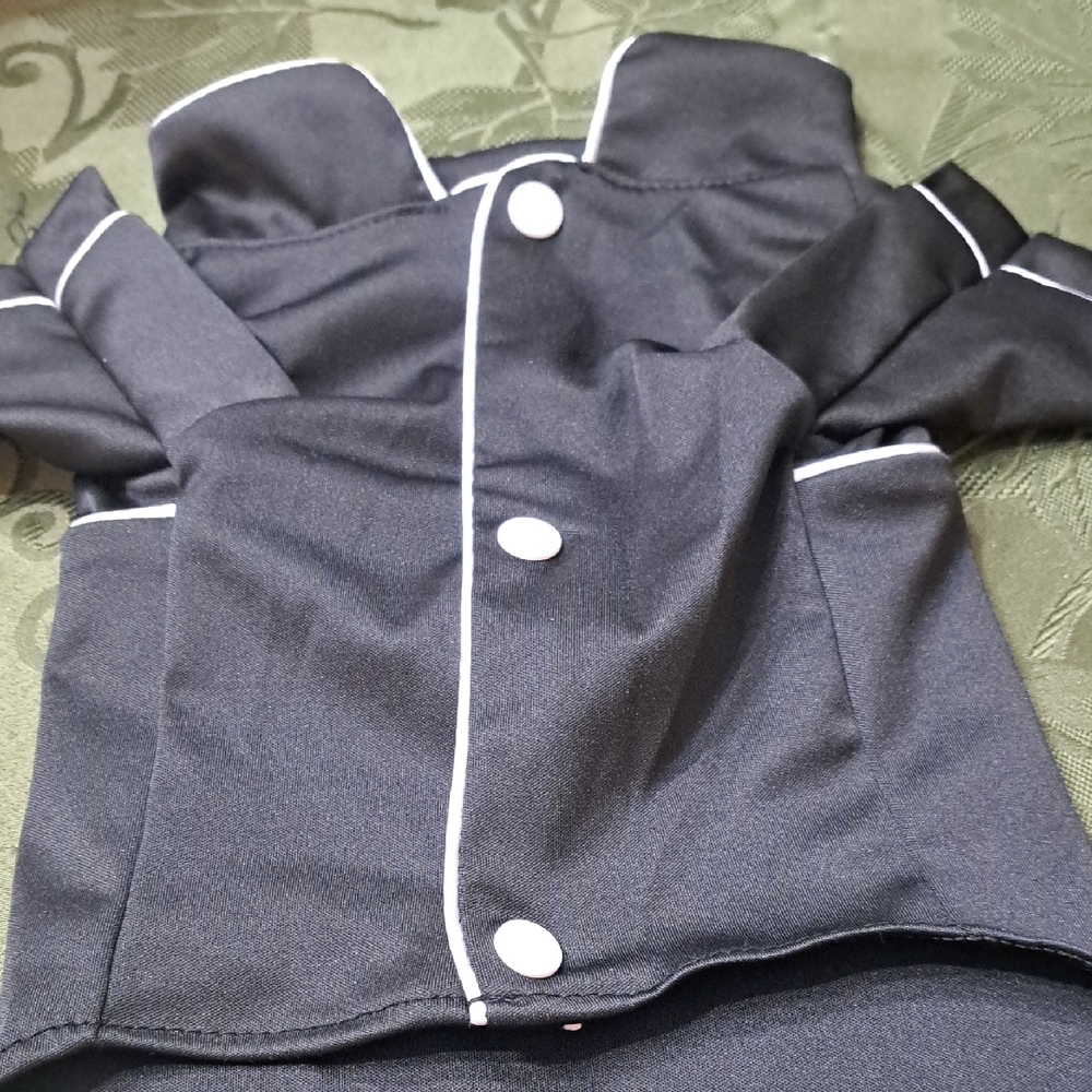 Nwt Dog Black Satiny  Pajama Top with White Trim